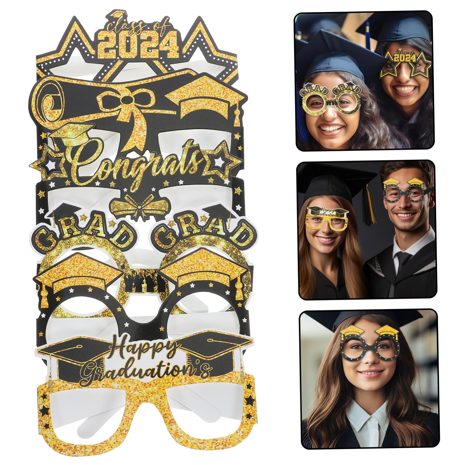 GLEAVI 5 Series Gafas De La Temporada De Graduación Fiesta Condujo Despedida De Soltera Conformado Lentes para Graduacion Accesorios De Fotografía De Graduación Papel 12 Piezas X 5