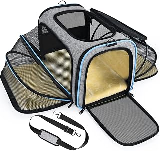 Ardorfun Cat Carrier Large Airline Approved, Expandable Cat Carrier Bag for Vet Visits and Traveling, Large Soft Sided Small Dog Carrier with Removable Fleece Pad for Cats, Puppy and Small Animals