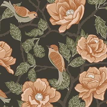 Hopepak 16.1x394 Vintage Floral Wallpaper Peel and Stick Wallpaper Bird Contact Paper Camellia Removable Self Adhesive Waterproof Wall Paper for Bathroom Decor