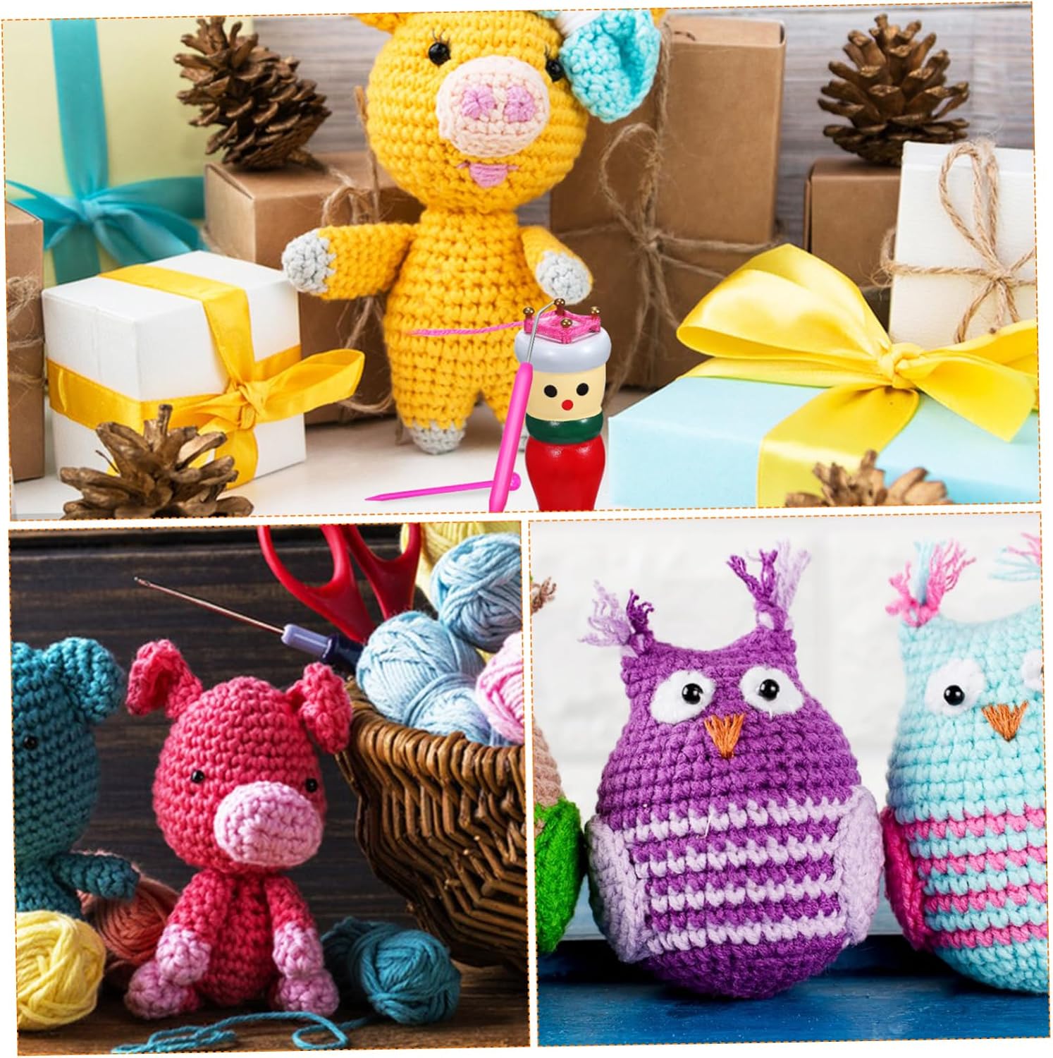 Milisten 4-Piece Knitting Doll Making Kit for Craft Enthusiasts 12 Assorted Accessories Random Colors French Knit Kit for DIY Projects and Creative Play