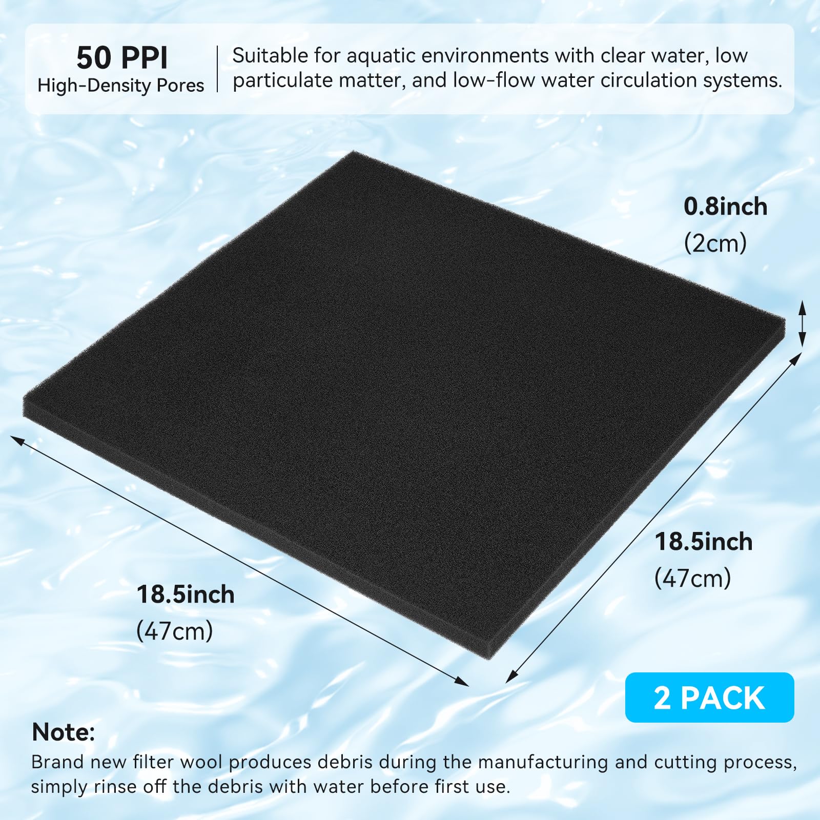 Borlech Aquarium Filter Sponge Pad, Filter Media Foam Sponges, Filter Accessories for Fish Tanks and Ponds (47 x 47 x 2 cm - Image 2