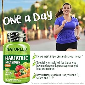 NATURELO Bariatric Multivitamin - One Daily with Iron - Supplement for Post Gastric Bypass Surgery Patients - Natural Whole Food Nutrition - 60 Veggie Capsules (Pack of 2)