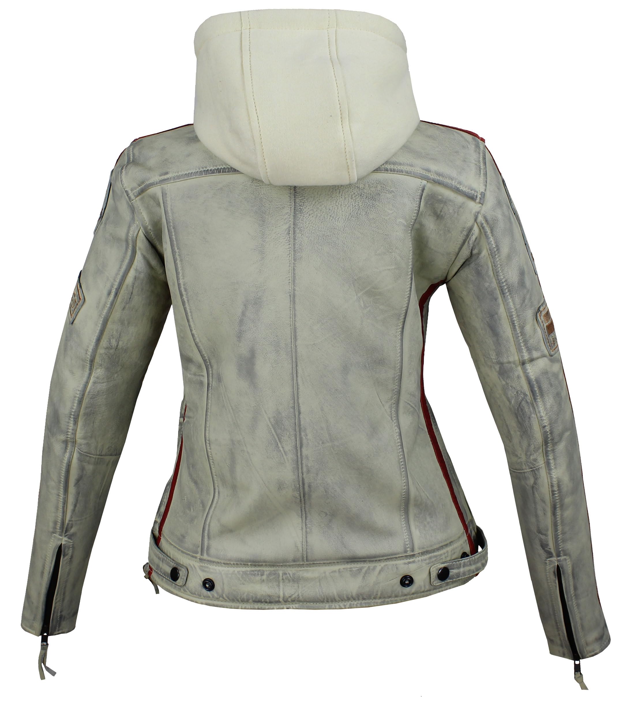 Damen Motorradjacke Lederjacke Damen Jacke mit Protektoren Lederjacke mit Kapuze Leather Jacket Biker Jacket Custom Jacke