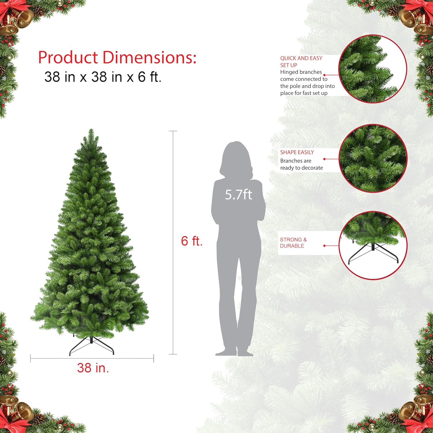 Puleo International 6 ft Virginia Pine Tree, 658 Tips