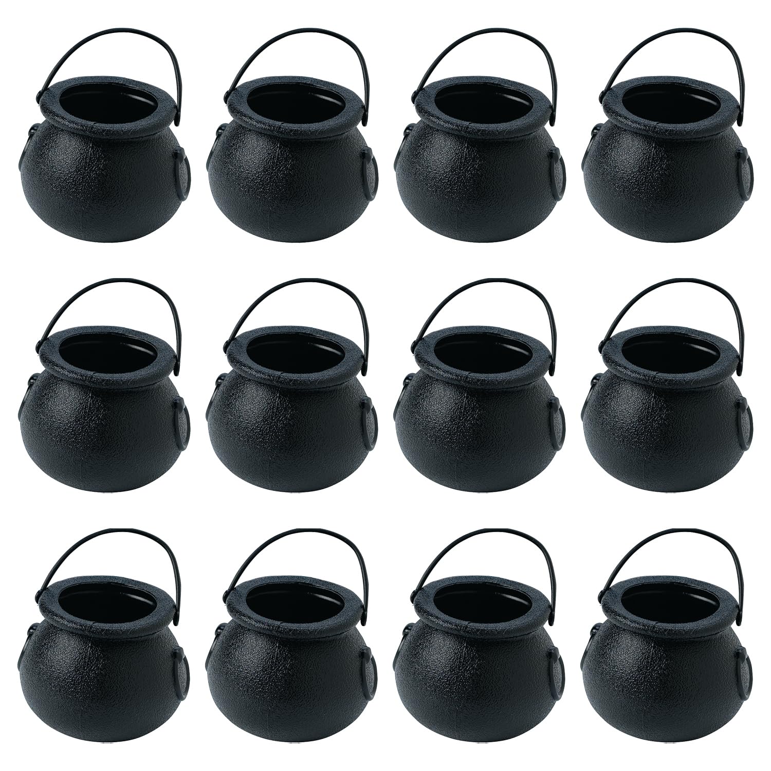 Fun Express 1 Dozen Mini Cauldron Kettles, St. Patrick's Day, Halloween, Bachelorette Parties, Witches and Wizards, Birthday, Baby Showers Party Decoration Supplies, Black