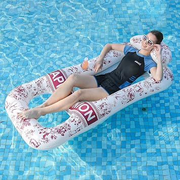 Inflatable Pool Floats Lounger with Headrest, Pool Float Mat for Adults Heavy Duty Floaties Raft Sun Tanning Floats Water Floaty Swimming Pool Float Beach Party Outdoor