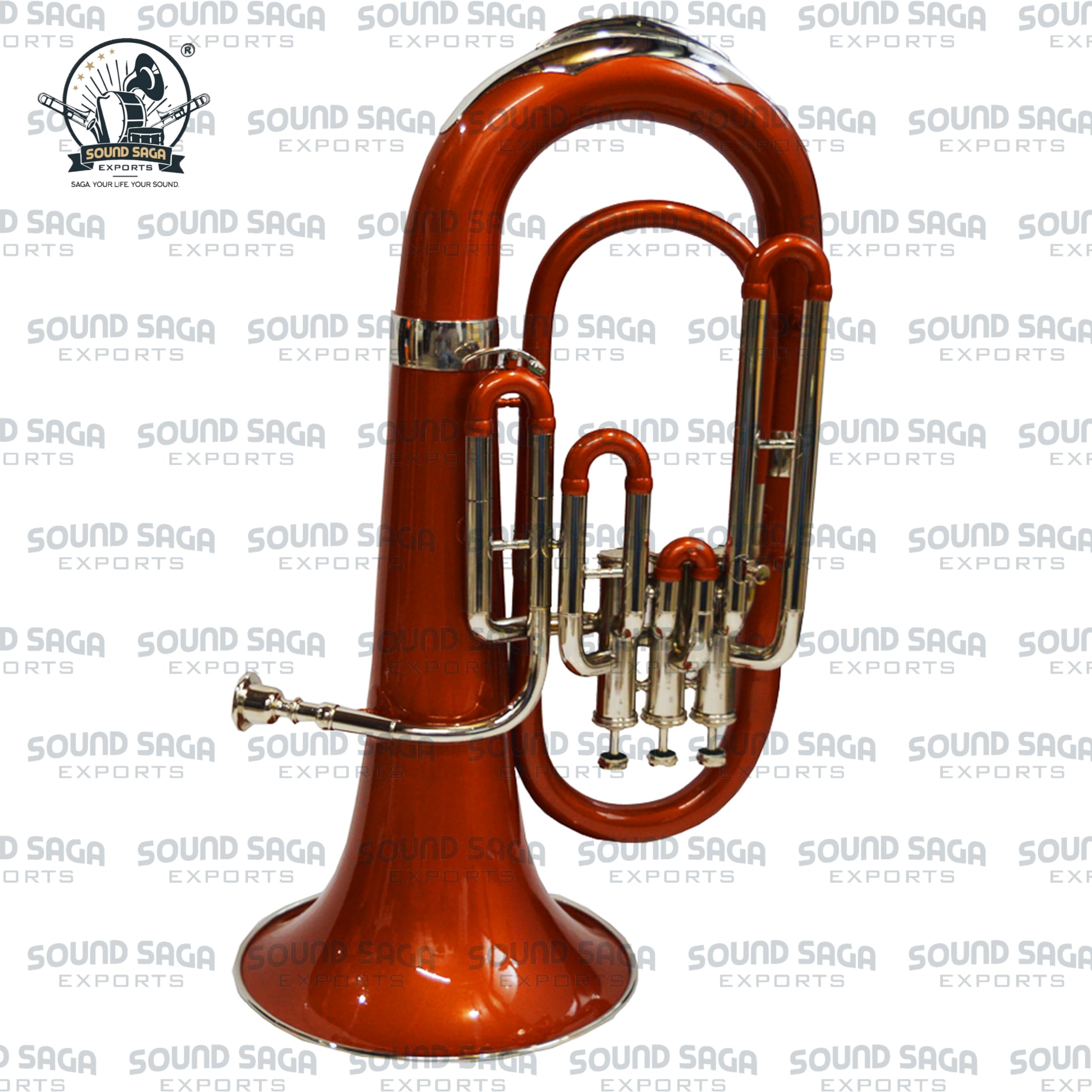 Bb 3-zaworowy mosiężny instrument muzyczny eufonii z ustnikiem i twardym futerałem do przenoszenia, mosiężny instrument dęty, uczeń i początkujący, szkolna orkiestra i orkiestra marszowa (miedziany