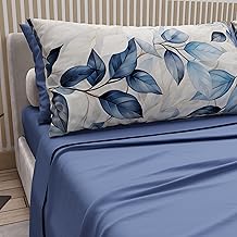PETTI Artigiani Italiani - Double Bed Sheets Cotton with Pillowcases in Digital Print, Double Bed Sheet with Floral Pattern 109 Indigo, 100% Made in Italy