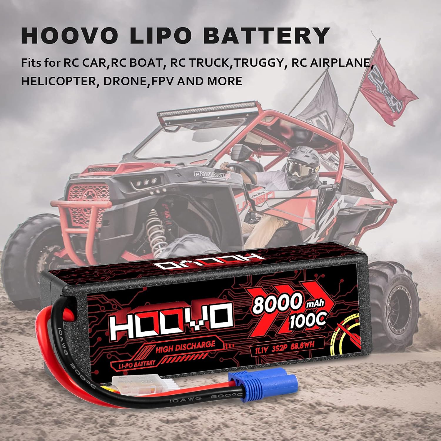 New Arrivals HOOVO 3S 11.1V Lipo Battery 8000mAh 100C RC Battery Hard Case with EC5 Connector for RC 1/8 1/10 Scale Vehicles Car RC Truggy Truck Airplane Helicopter Boat(2 Pack) One-Day Sale: Up to 80% Off HOOVO 3S 11.1V Lipo Battery 8000mAh 100C RC Battery Hard Case with EC5 Connector for RC 1/8 1/10 Scale Vehicles Car RC Truggy Truck Airplane Helicopter Boat(2 Pack)