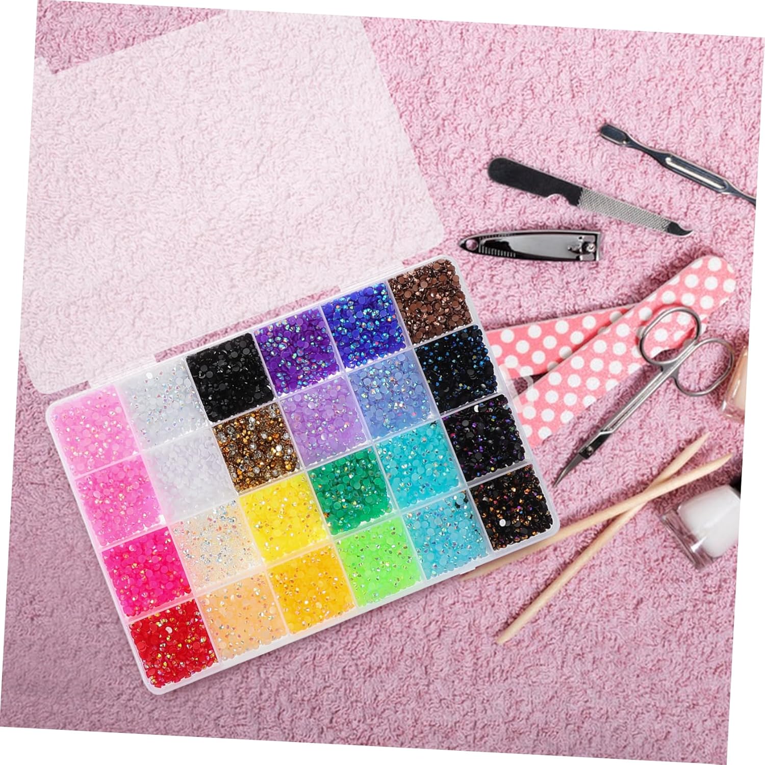 24000pcs Flatback Nail Rhinestones Kit Colors Gems for Easy Application for Creative Designs