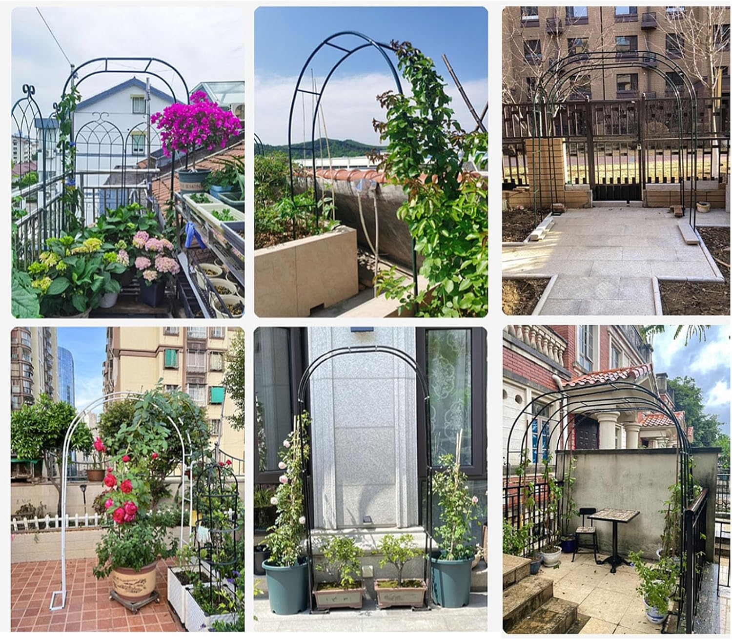 Sturdy Metal Garden Arbor Arch for Climbing Plants, Weatherproof Rose Trellis & Pergola, Steel Frame Wedding & Party Decoration, White, 1.4x2.3x0.4m