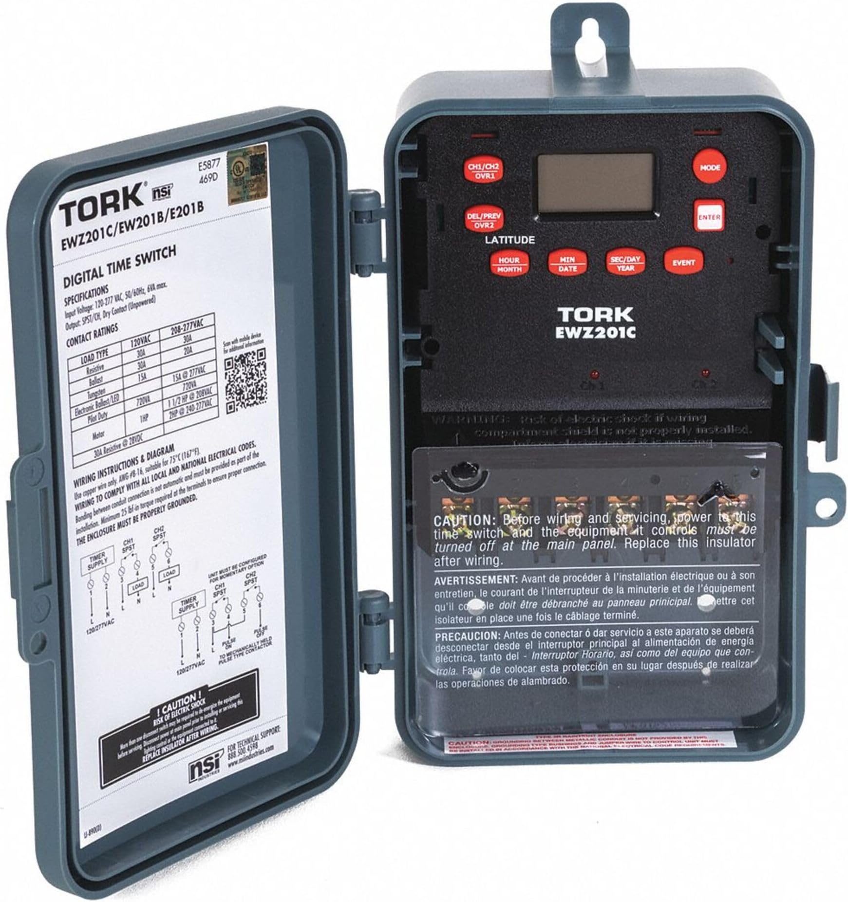 - TORK EWZ201C 2 Channel 7-Day Digital SPST and Single Channel DPST Time Switch