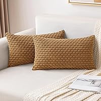 Vista 45 de MIULEE - Juego de 2 fundas decorativas para cojines, de pana suave y con estilo campestre y bohemio a rayas, para decorar hogar, sofá, cama, sala