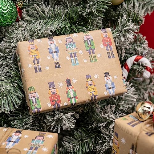 Miniatura 7 de RUSPEPA Papel de regalo de Navidad, rollo de papel kraft jumbo  Diseño de reno a cuadros rojos y verdes para papel de regalo de vacaciones, 30