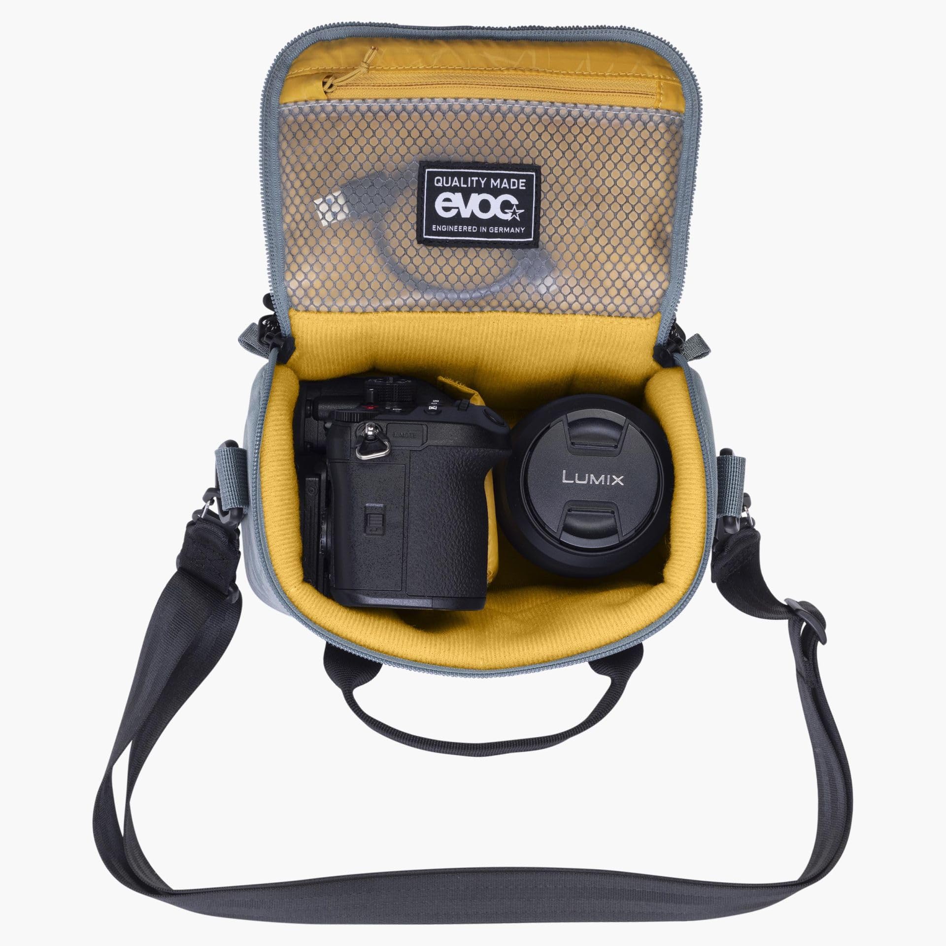EVOC CB 3 torba fotograficzna na ramię (wodoodporna komora, wytrzymały materiał zewnętrzny niezawierający Pfc, w tym suwak T, wymiary: 10 x 14 x 20 cm, pojemność: 3 litry), stalowy