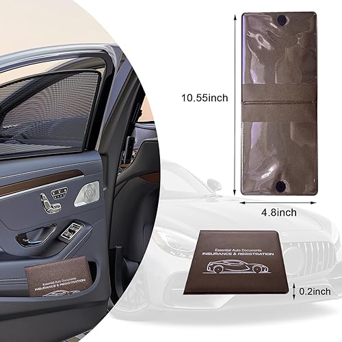 Miniatura 2 de Ziciner Soporte para seguro de registro de automóvil, paquete de 2 organizadores esenciales para documentos de tarjetas de automóvil con cierre de