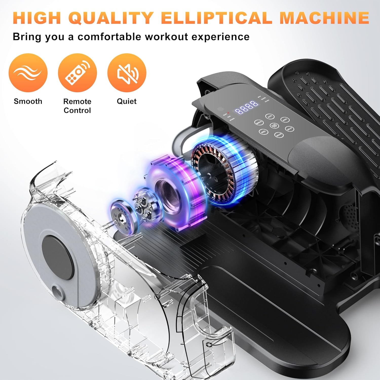 Mini Under Desk Elliptical Low Impact Electric Leg Exerciser As Seen on TV While Sitting for Seniors with Non-Slip Mat Quiet & Portable for Home and Office - Image 2