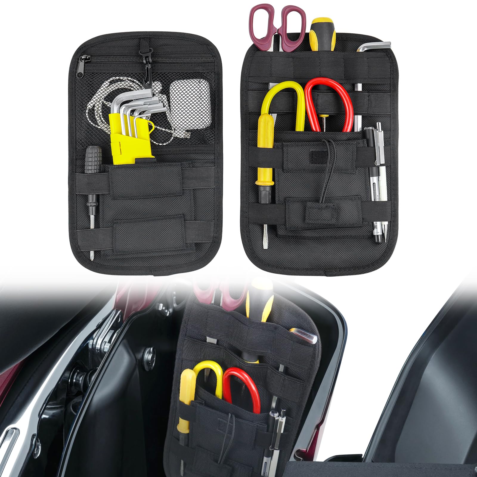 Quixofiber Saddlebag Organizers Wall Organizer Pocket Fit for Harley Road Glide Road King Electra Glide Street Glide Sportster Softail Dyna 1993-2023