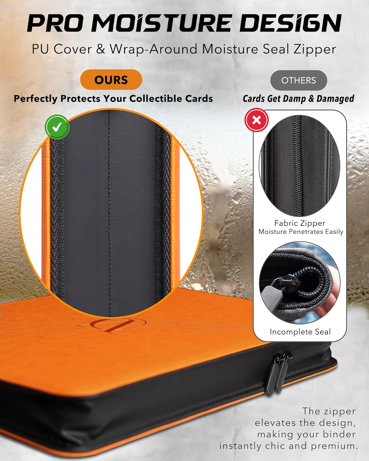Upgraded Moisture-Resistant Toploader Binder with PU Inner Liner for Extra Protection, Card Binder Top Loader with 9-Pocket, Can Hold 252 Top Loaders/3x4'', for Sports/TCG Party/Premium Cards Storage