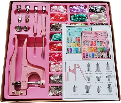 Miniatura 4 de HONEYSEW Juego de 270 botones a presión T5 botones de plástico y metal para coser y manualidades (azul)