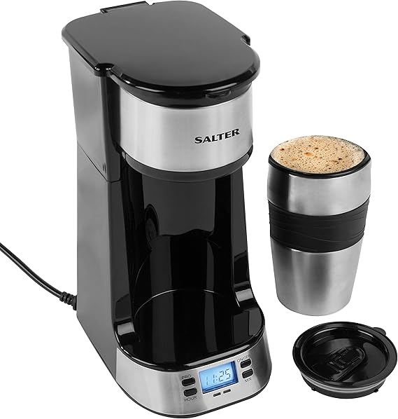 Salter EK2732 Personal Coffee Machine One Cup Filter Coffee Maker, Includes 420ml Stainless