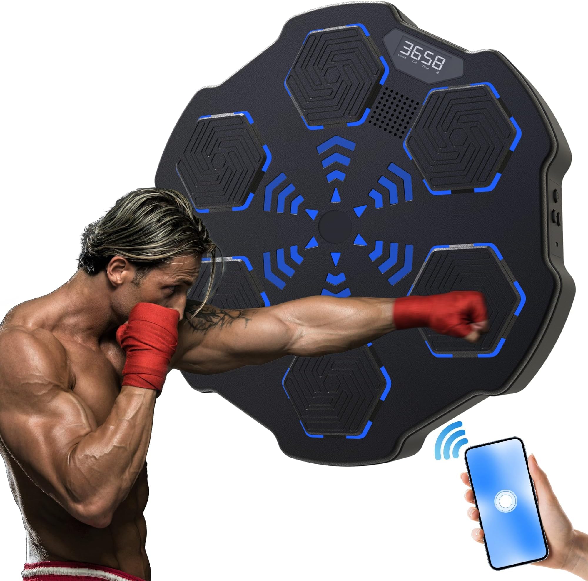 FICTOR Music Boxing Machine, Smart Bluetooth Interactive Wall-Mounted Boxing Trainer, Ideal for Home Gyms & Fitness Enthusiasts, Perfect for Kids, Teens, and Adults (Black Grey)