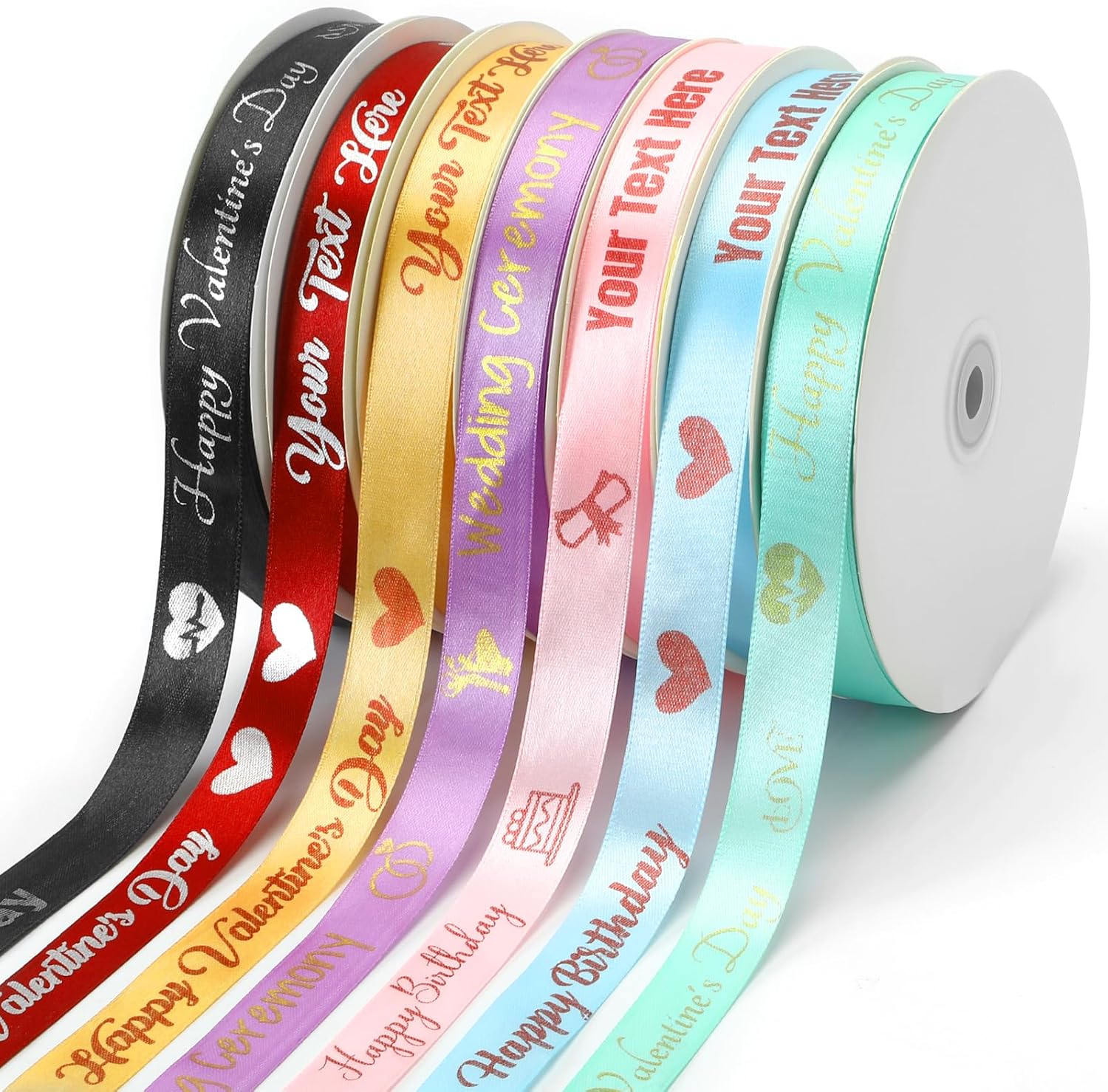 Custom Ribbon for Gift Wrapping, Personalized Ribbon with Text for Wedding Birthday Holiday Gifts, Scrapbooking Projects(100 Yards, 3/4 inch)