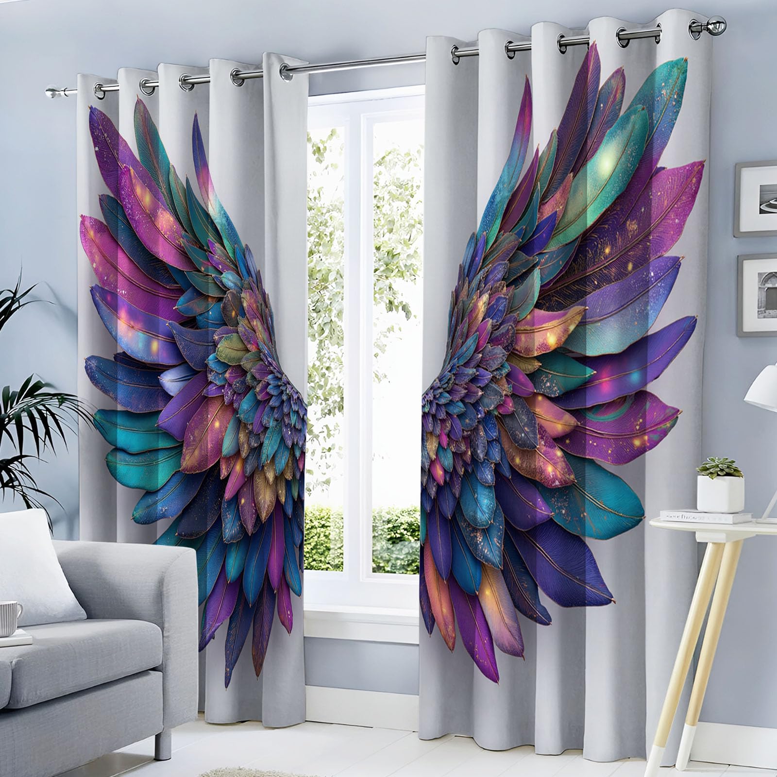 Rideau phonique isolation chambre avec oeillets occultants 3D