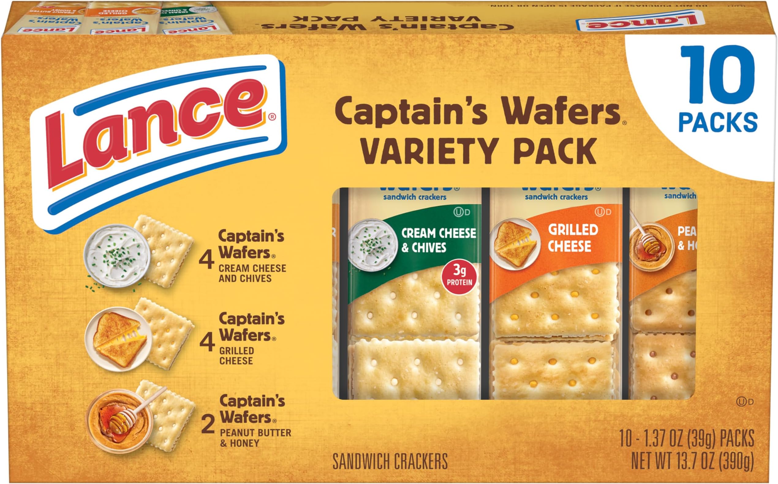 Lance Sandwich Crackers Captain's Wafers Assortment Pack 10 Individual Packs 6 Sandwiches