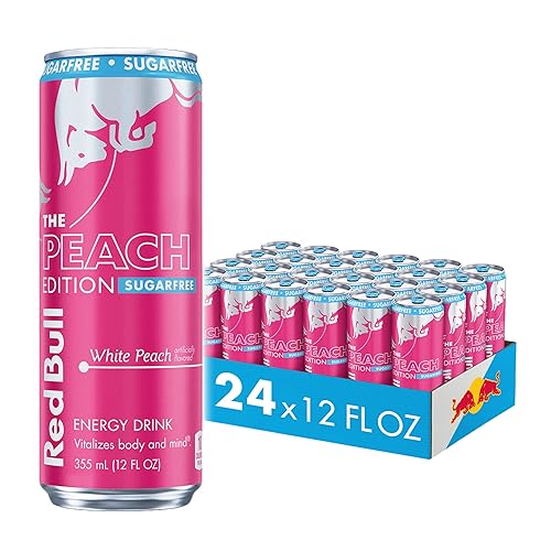 Red Bull Sugar-Free White Peach Summer Edition Energy Drink, with 114mg Caffeine plus Taurine & B Vitamins, 12 Fl Oz, Pack of 24 Cans - Sugar-Free White Peach - 12 Fl Oz, 24pk, (1x24)