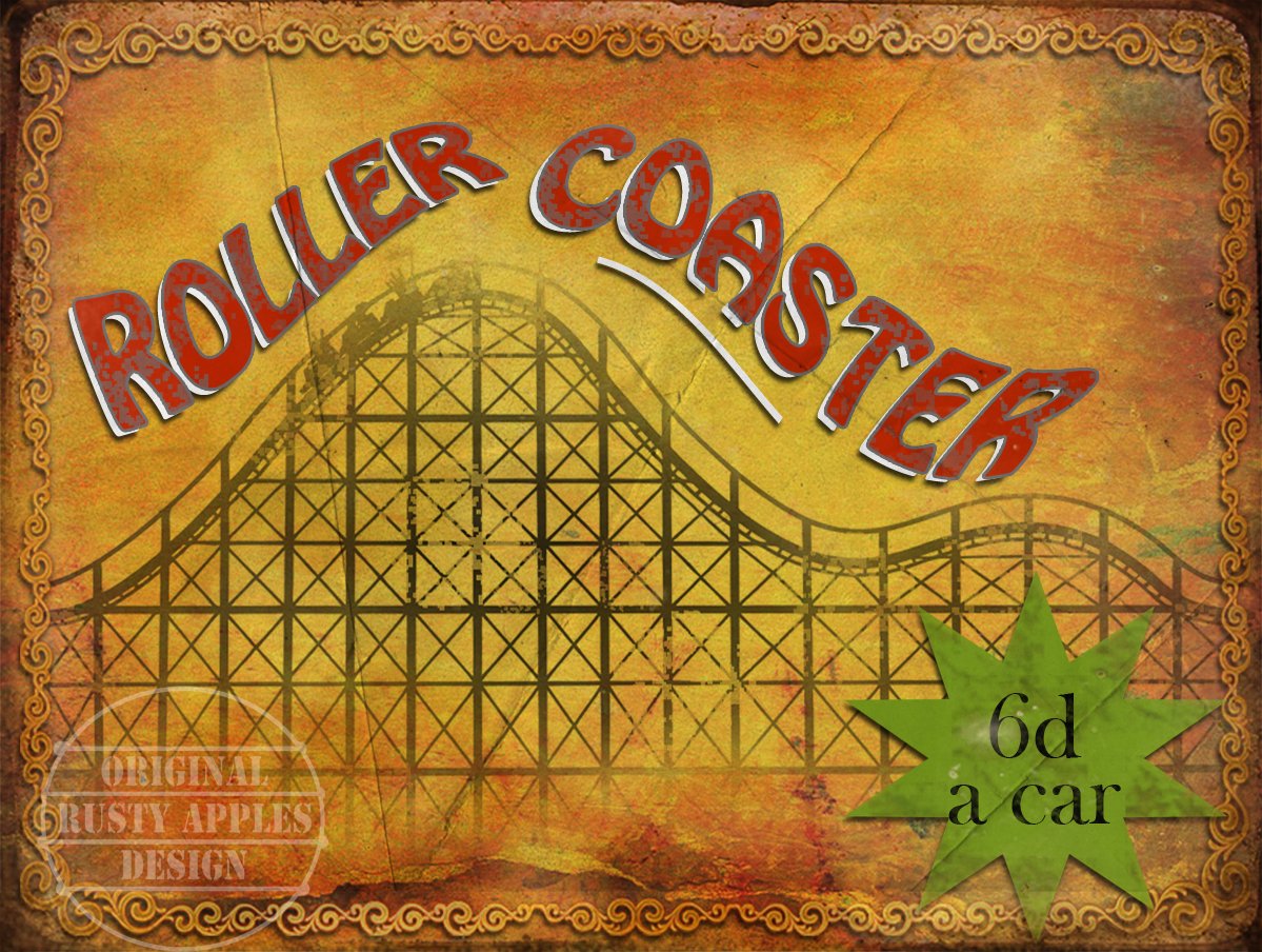 The Rusty Apples Metal Sign Co Roller Coaster Vintage Style Fairground Metal Wall Art 3 Sizes To Choose