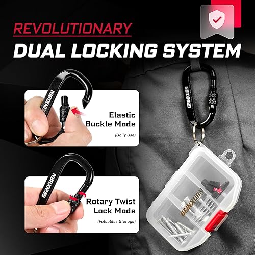 Miniatura 6 de Juego de cajas de herramientas de plástico, 7 piezas, color rojo, transparente, estuche de almacenamiento portátil para varias herramientas y piezas