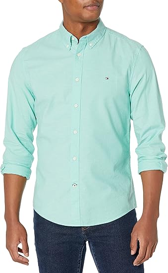Tommy Hilfiger Men's Long Sleeve Button Down Oxford Shirt in Custom Fit