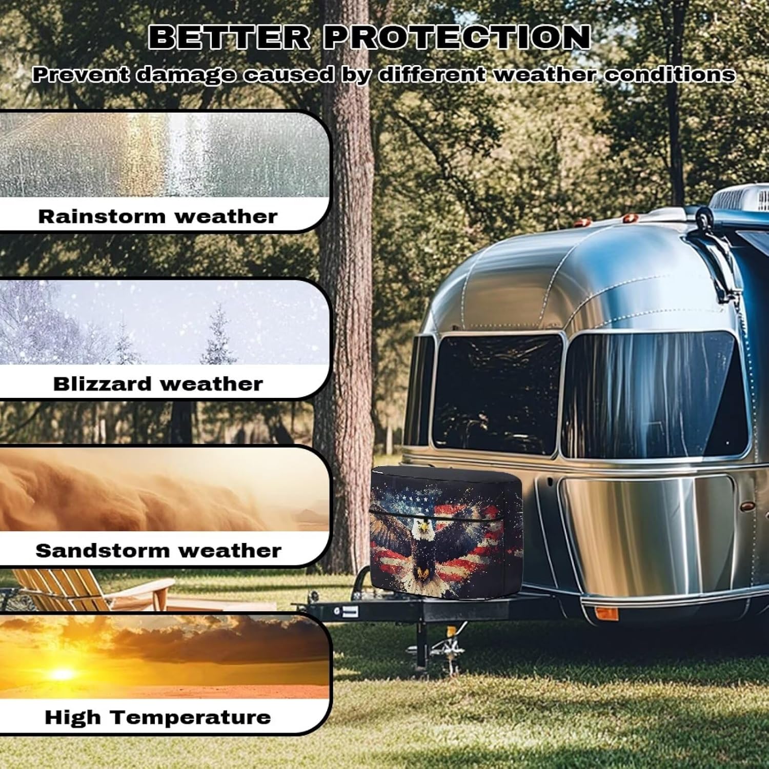 American Mexico Eagle Propane Gas Tank Cover for Camper Polyester Waterproof Cover Reliable Zipper Replacement Covers for RV/Trailer/Camper