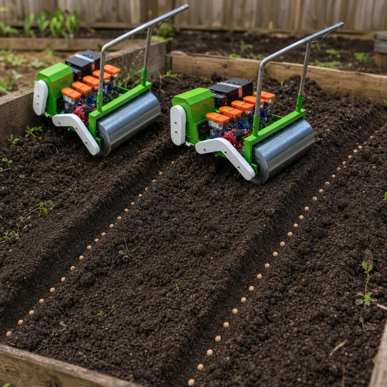per orto manuale di precisione, Attrezzo a spinta per giardinaggio, per professionisti, Seminatrice a spinta manuale a due file