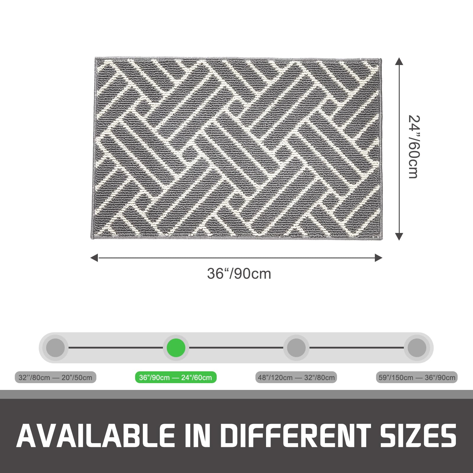 Door Mat Indoor Doormat, Entryway Rug Door Mats Non-Slip Rubber Backing, Low-Profile Entrance Rugs, Absorbent Resist Dirt Doormats Machine Washable Inside Floor Door mat for Entryway,24"x36"Grey