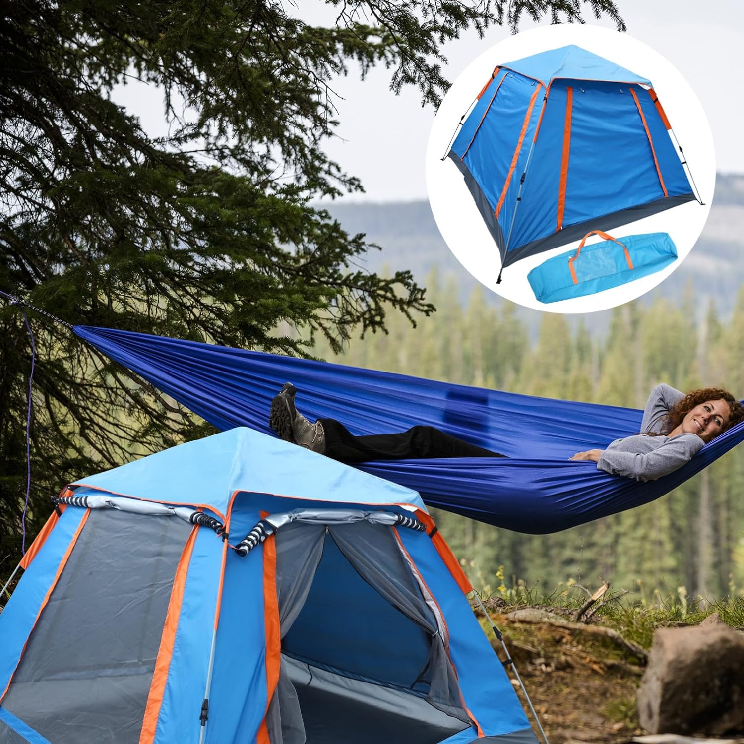 POPETPOP 1Set Outdoor Automatic Folding Camping Tent Person Family Tent for Easy Setup Spacious Design Durable Oxford for Camping Trips