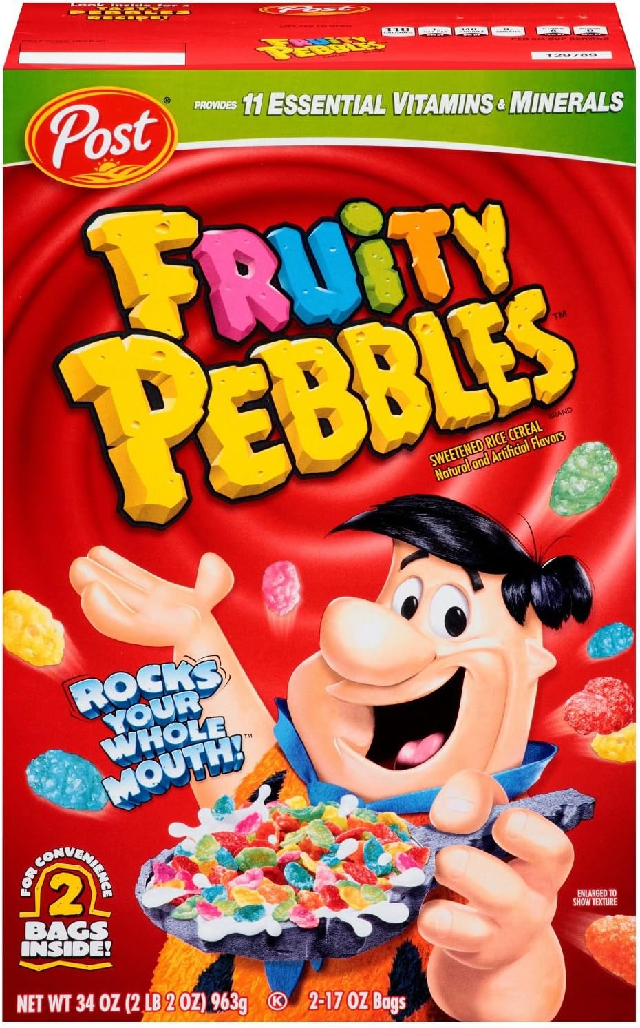 PostFruity Pebbles Cereal, 34-Ounce Box