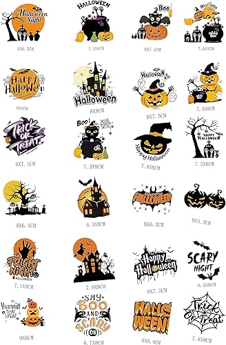 Miniatura 2 de Calcomanías para planchar en Halloween para transferencias de Halloween, 24 unidades, calcomanías de Halloween, camisetas para planchar, calcomanías