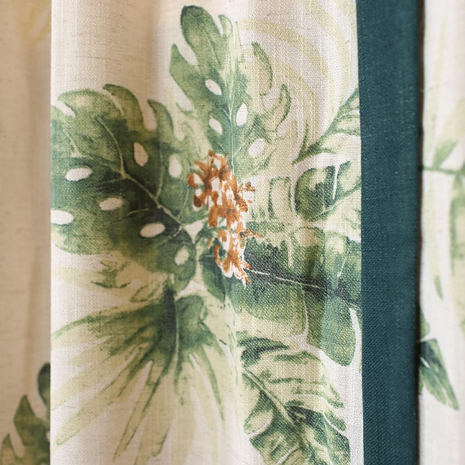 Nordic Style Tie Up Curtains Valance Roman Shade - Kitchen Balloon Window Shades - Tropical Plant Print Partition Curtain - Short Curtain Adjustable for Bedroom 1 Pcs