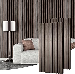 RELIANCER 2 Pack 47.3" x 23.6" Acoustic Wood Slat Wall Panels,Soundproof Wooden Salt Paneling for Wall & Ceiling Decor,3D Fluted Noise Reducing Wood Panel,3D Wainscoting Panels for Home,Studio,Office