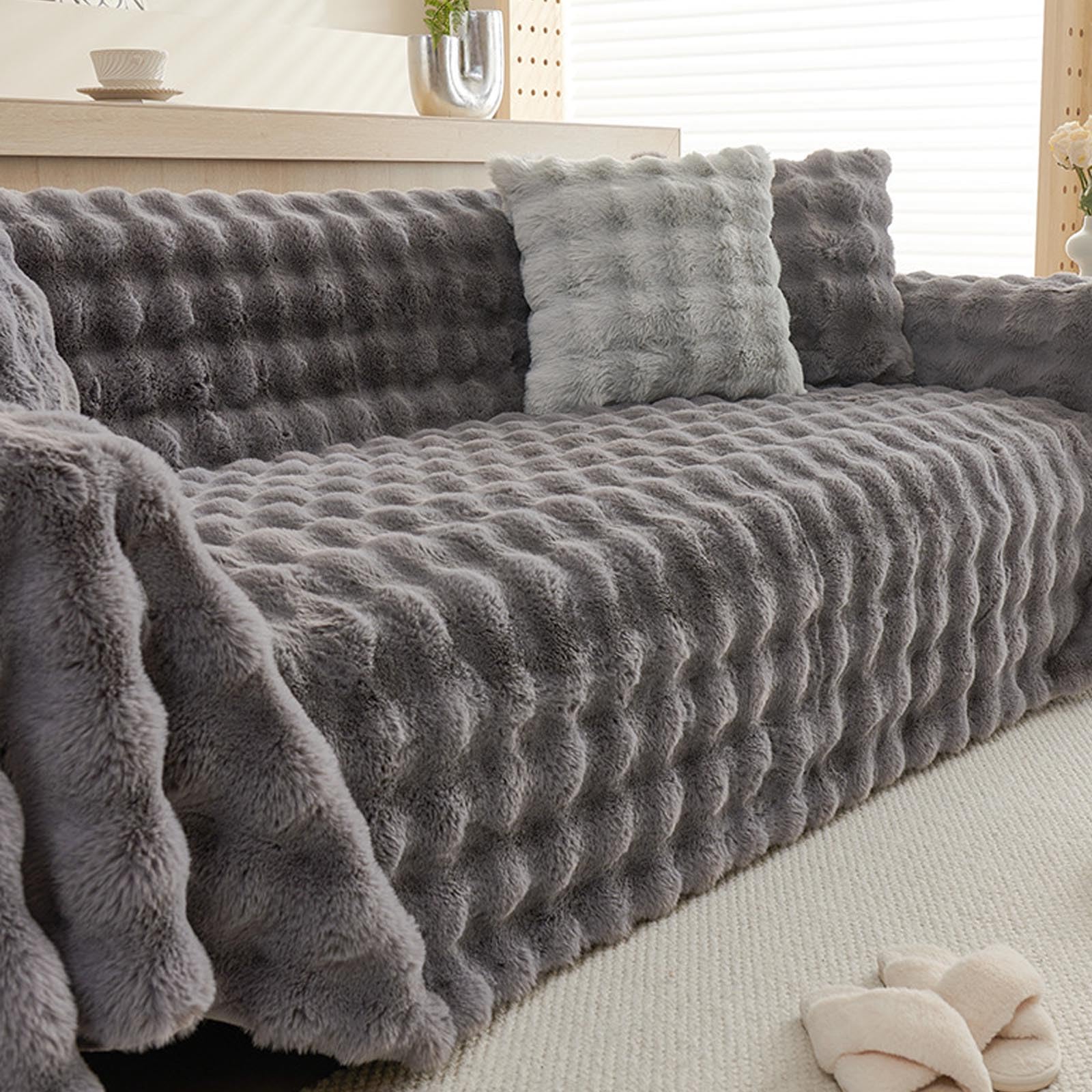 Housse de canapé chaud pour résoudre le froid du salon avec peluche épaisse lavable