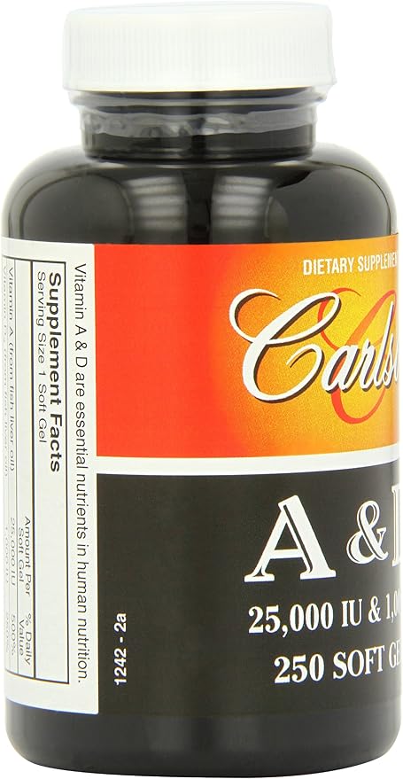 Carlson Labs Vitamina A y D, 25000/1000 UI, 250 Cápsulas miniatura 5