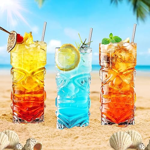 Miniatura 3 de INFTYLE Juego de 8 vasos Tiki transparentes de 14 onzas modernos vasos de cóctel Tiki de bar perfectos para cócteles exóticos Mai Tai cócteles de