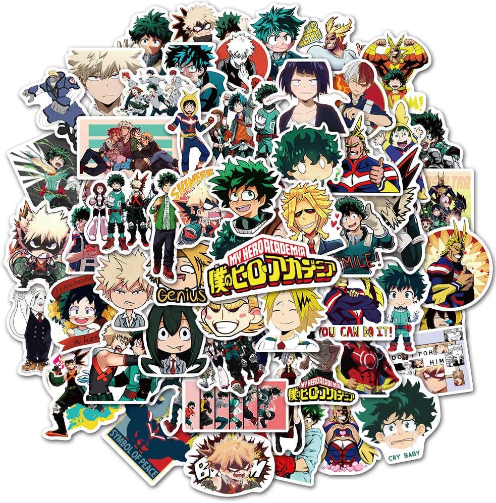 My Hero Academia Stickers, 100 Pcs Cool Anime Stickers for Laptop Skateboard Stickers for Hydro Flasks Kids Teens Adults Guitar Luggage Vinyl Decals Waterproof Water Bottle Stickers Packs