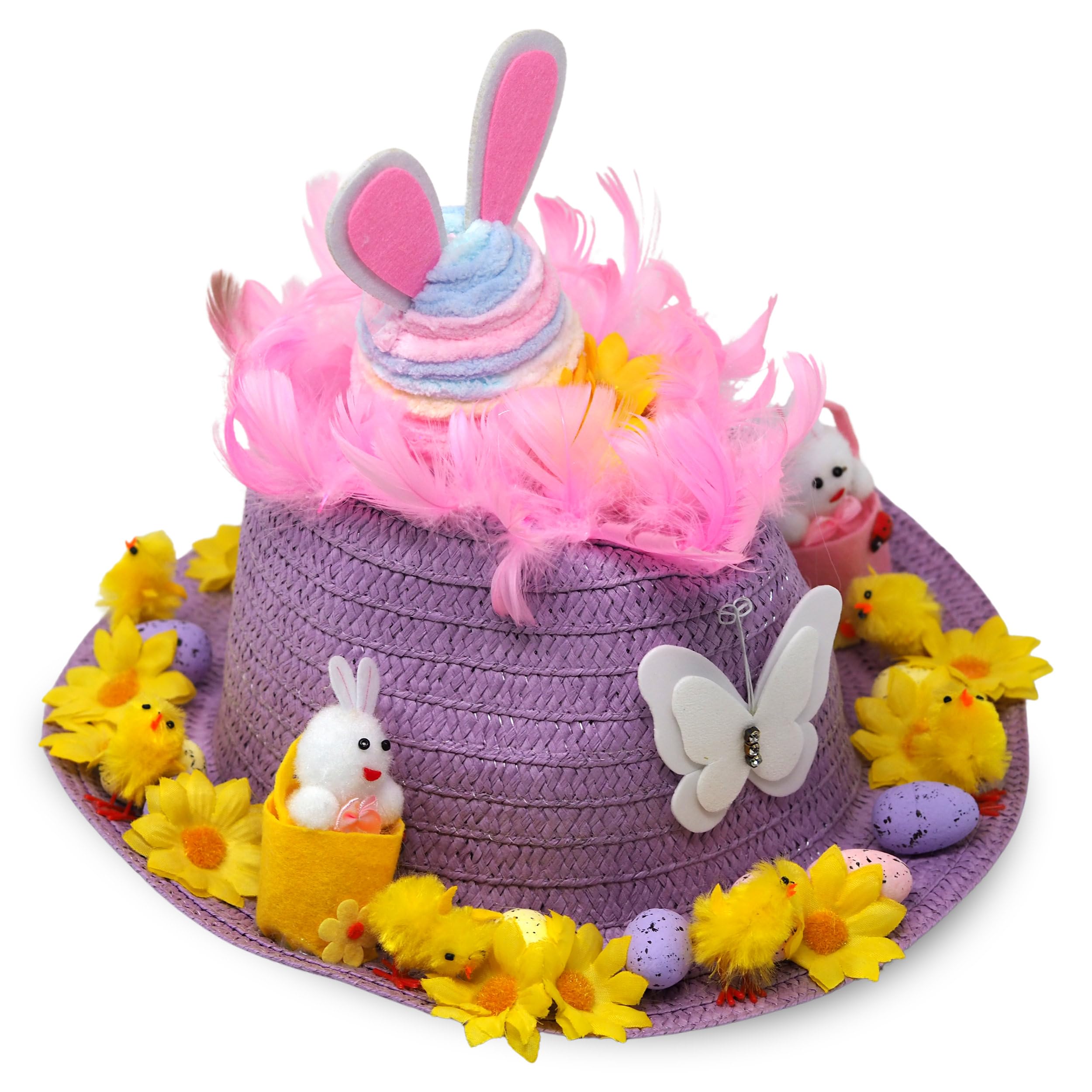Blue Whale Gifts Girls Purple Make Your Own Cute Easter Bonnet Cow Hat Complete Kit - Giant Egg