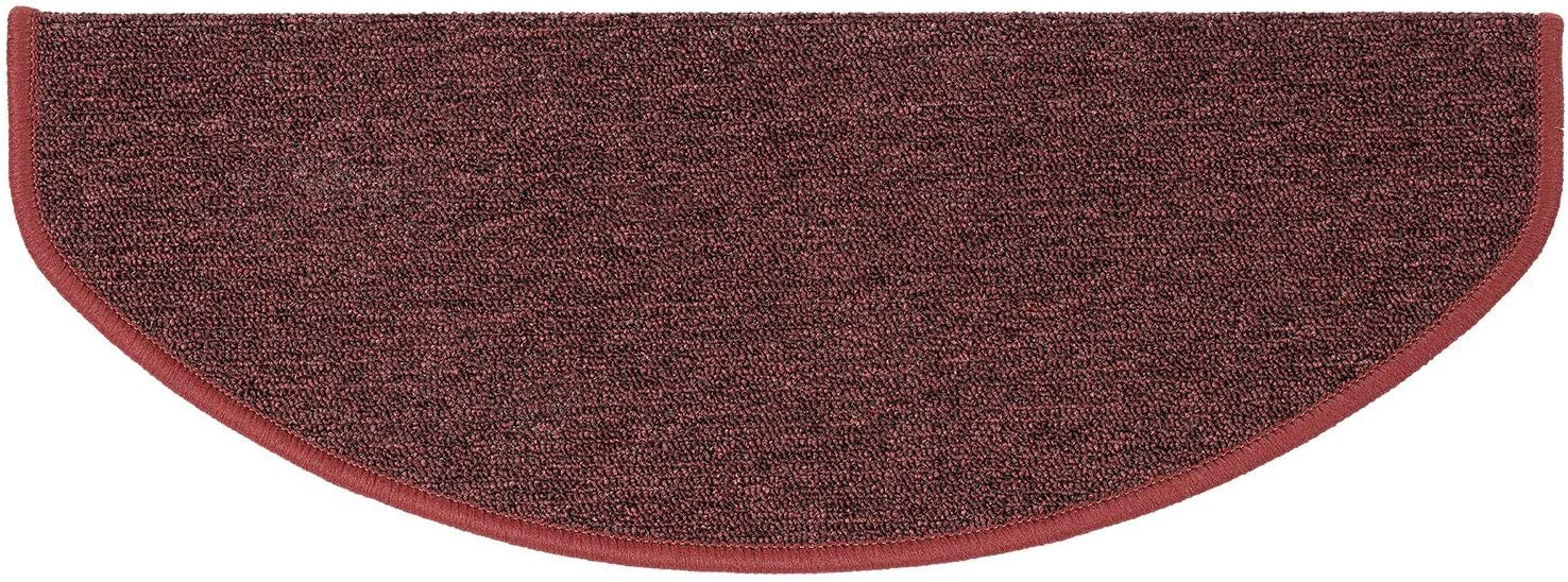 Lot De 15 Tapis D'Escalier London Rouge Vin - Fixation Solide Avec Rail D'Angle - Antidérapant