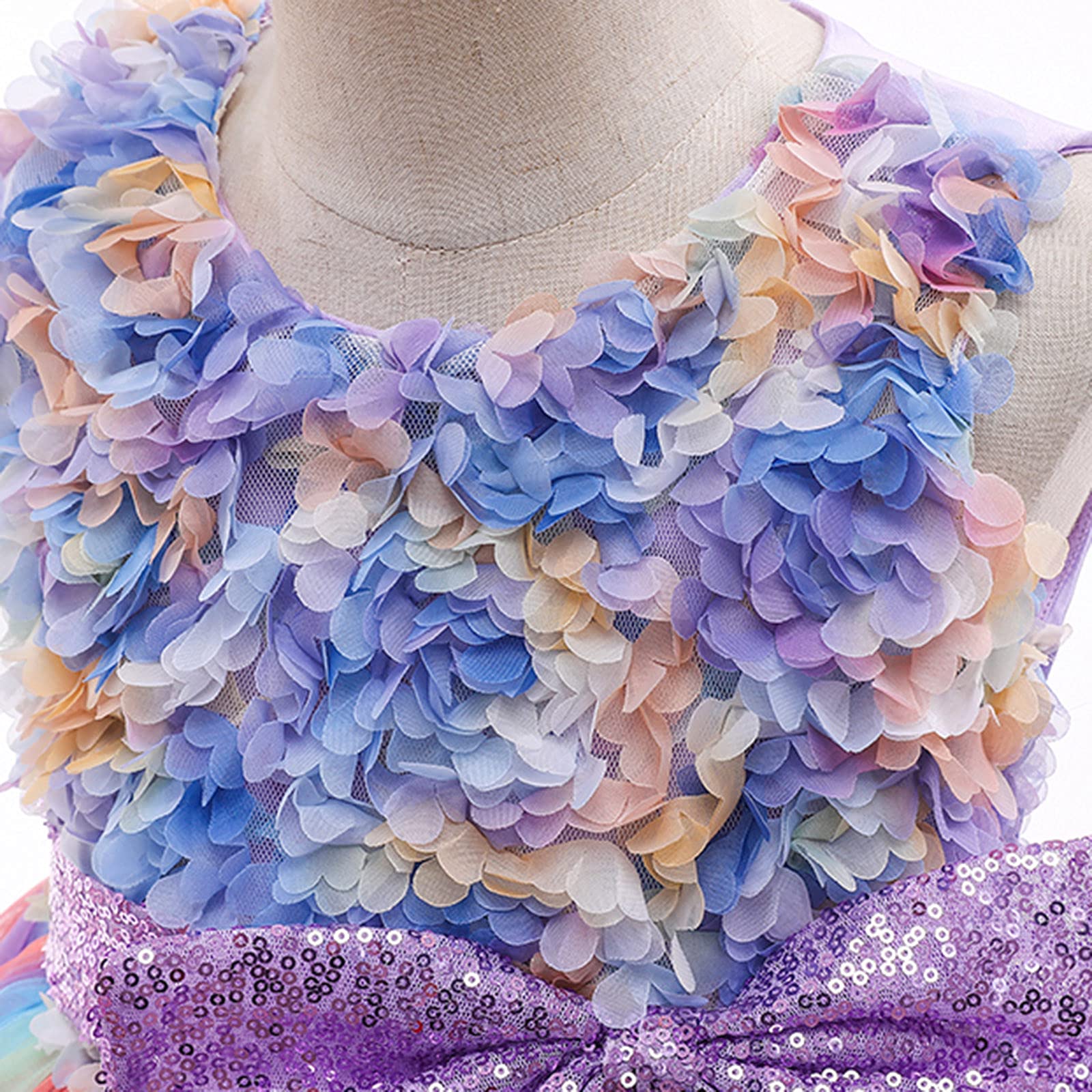 Abito da principessa per ragazze, abito da sera con fiori, in tulle, colorato, per feste di compleanno, matrimoni, damigelle d'onore, festività