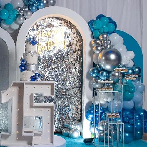 Miniatura 6 de Globos azules, 60 globos de látex transparentes y metálicos de 12 pulgadas para cumpleaños, baby shower, decoración de fiesta de boda