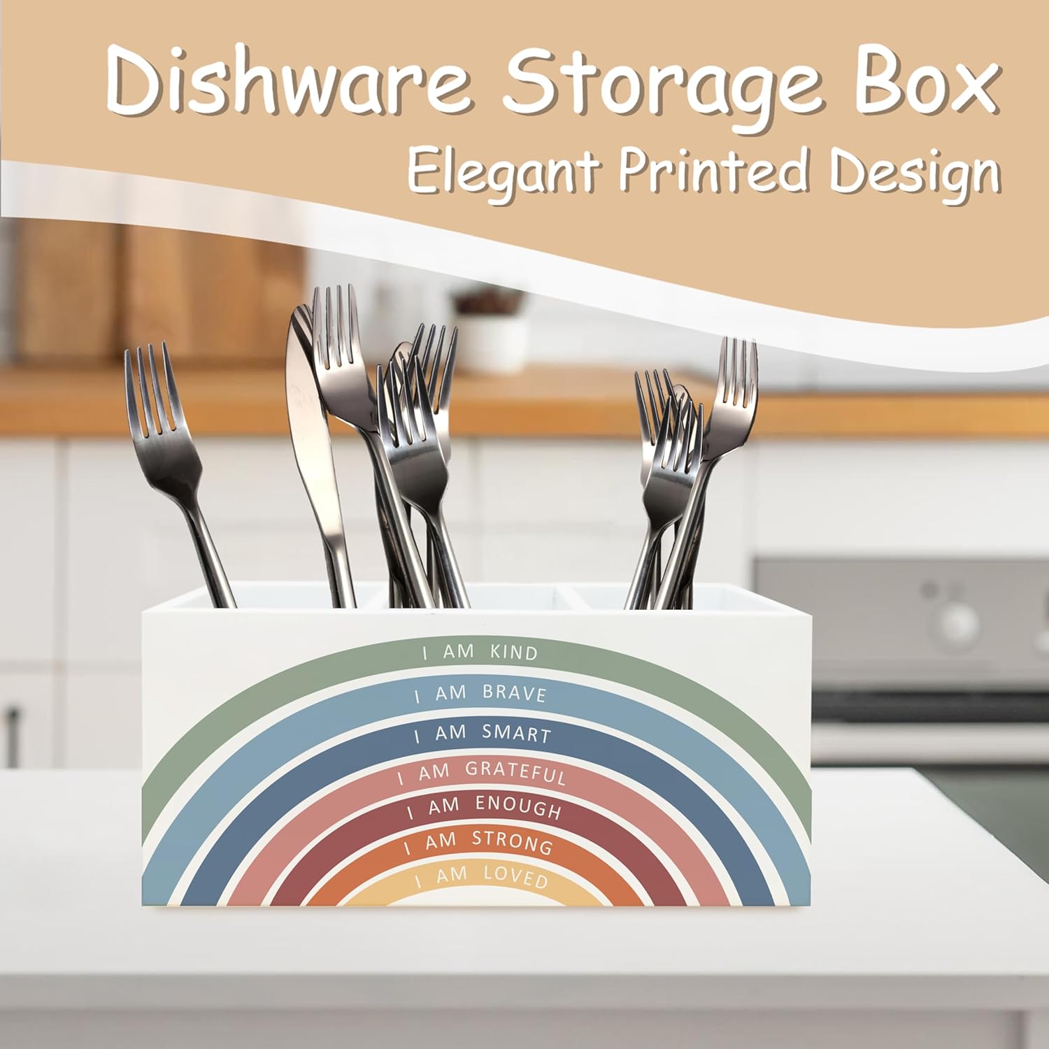 Boho Rainbow Positive Affirmations Pen Pencil Holder for School Classroom Office Desk, Rainbows Bookmark Holder, I Am Kind Brave Smart Inspirational Makeup Holder Organizer for Bathroom - Image 5